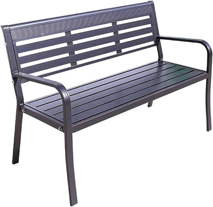 Garden Benches for Outdoors Rust Proof with Rounded Armrests Aluminum Alloy Outside Bench with 105° Wide Backrest Strong Load-Bearing Capacity for Porch, Deck, Park, Yard(Gray)