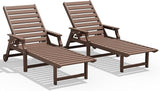 5-Position Adjustable Patio Chaise Lounge - 78'' HDPE Outdoor Lounger with Rolling Wheels & Cup Holder, Longer, Wider