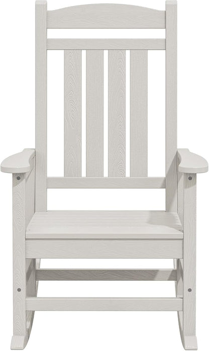 KINGYES Oversized Outdoor Rocking Chair Set of 4, HDPE Patio Rocking Chairs with 330lbs Support for Adults, White