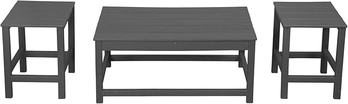 WestinTrends Malibu 3-Piece Set Outdoor Coffee and Side Table for Adirondack Chair, Gray - Photo 1