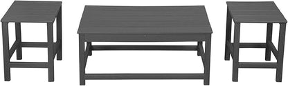 WestinTrends Malibu 3-Piece Set Outdoor Coffee and Side Table for Adirondack Chair, Gray