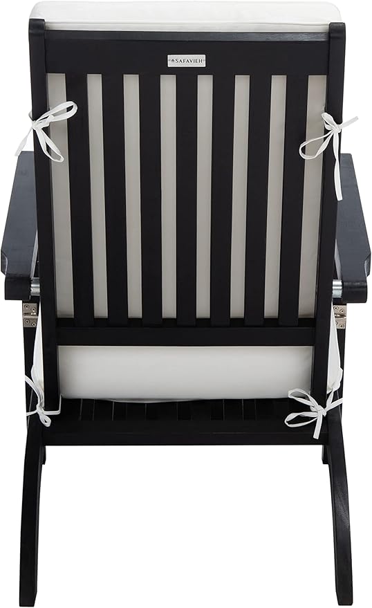 SAFAVIEH Outdoor Collection Palmdale Black Solid Wood/Beige Cushion Chaise Lounge Chair (PAT7015G) - Photo 5
