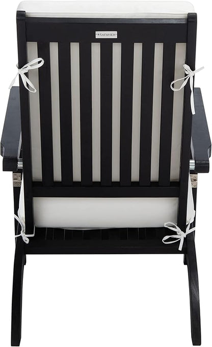 SAFAVIEH Outdoor Collection Palmdale Black Solid Wood/Beige Cushion Chaise Lounge Chair (PAT7015G)