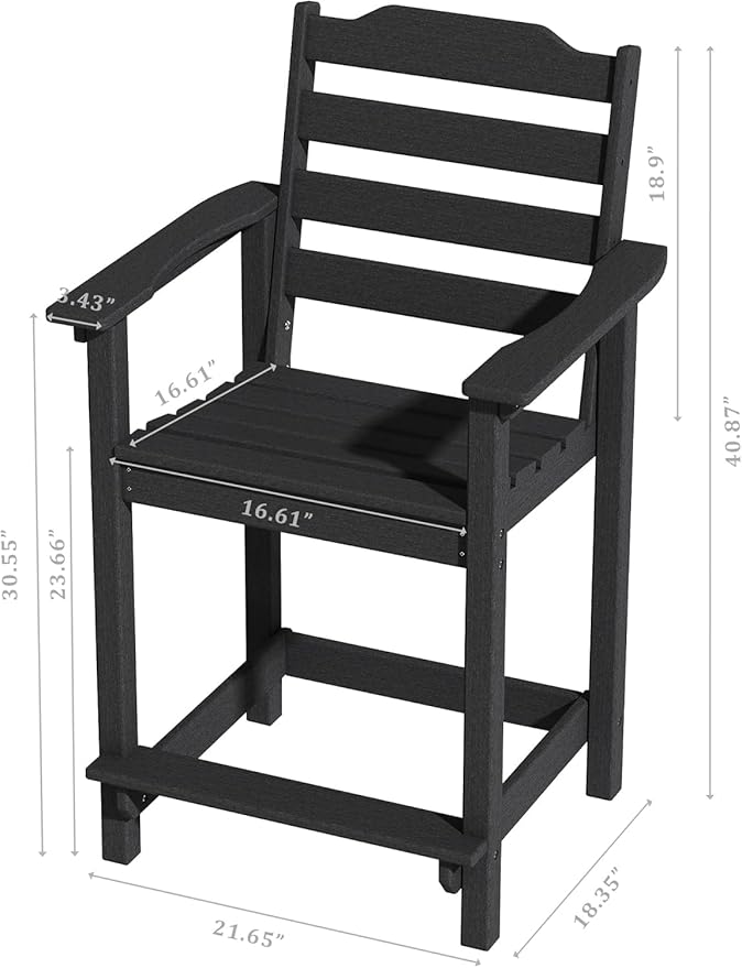 Tall Adirondack Chair, All Weather Resistant Adirondack Bar Stools for Patio, Lawn, Garden, Swimming Pool - Photo 3