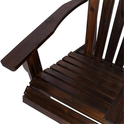 Pemberly Row Cedar Wood Adirondack Chair, Brown Finish, 36" H x 35" W x 26.25" D, Ergonomic Design, Moisture-Resistant, Durable Patio Porch Chair for Outdoor or Garden Relaxation
