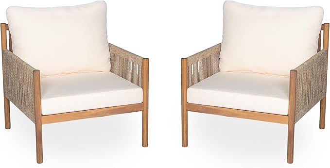 Christopher Knight Home Barris Lounge Chair Outdoor Set of 2, Patio Accent Chair, Comfy Reading Extra Seat - Photo 4