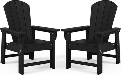 Costaelm Kids Lawn Chair Set of 2, Toddler Outdoor Chair Kids Patio Furniture and Outdoor Children Picnic Activity Baby Adirondack Chairs Set of 2 for Garden, Patio, Backyard & Beach, Black