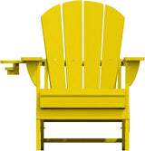 Folding Adirondack Chairs with Cup Holders, Set of 6 HDPE Plastic Outdoor Chairs, Weather Resistant, Real Wood Look - Photo 9