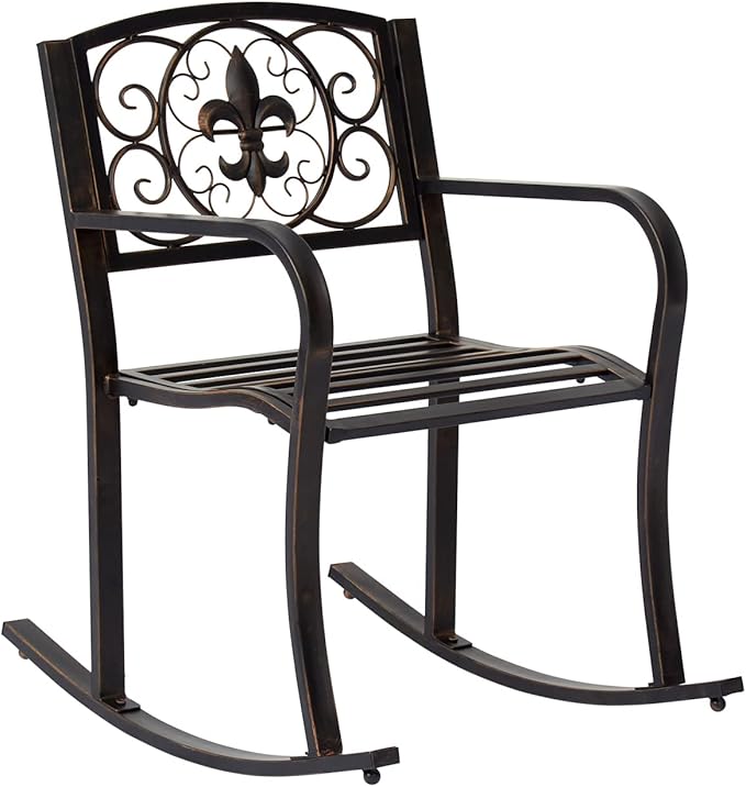 KINTNESS Outdoor Metal Rocking Chair Patio Rocking Bench with Cushion (1, 2-seat) - Photo 1