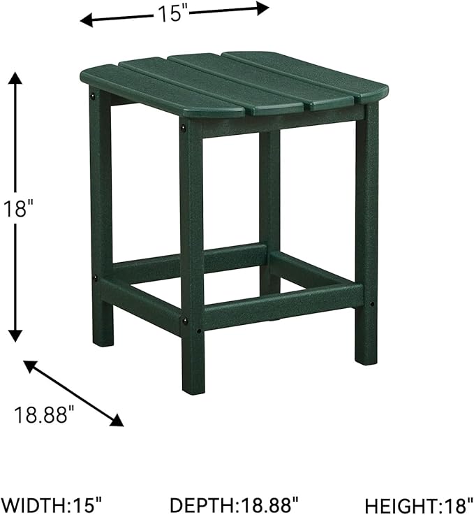 Signature Design by Ashley Karson City Contemporary Outdoor Weather Resistant End Table with Slatted Design, Green