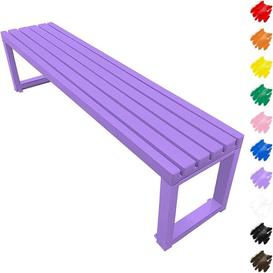 Outdoor Garden Bench 2-Person Metal Benches Patio Bench Weatherproof Park Seat Backless Chair Front Porch Seat Slatted Chair 3.3ft 3.9ft 4.9ft 5.9ft(Purple,5.9ft)