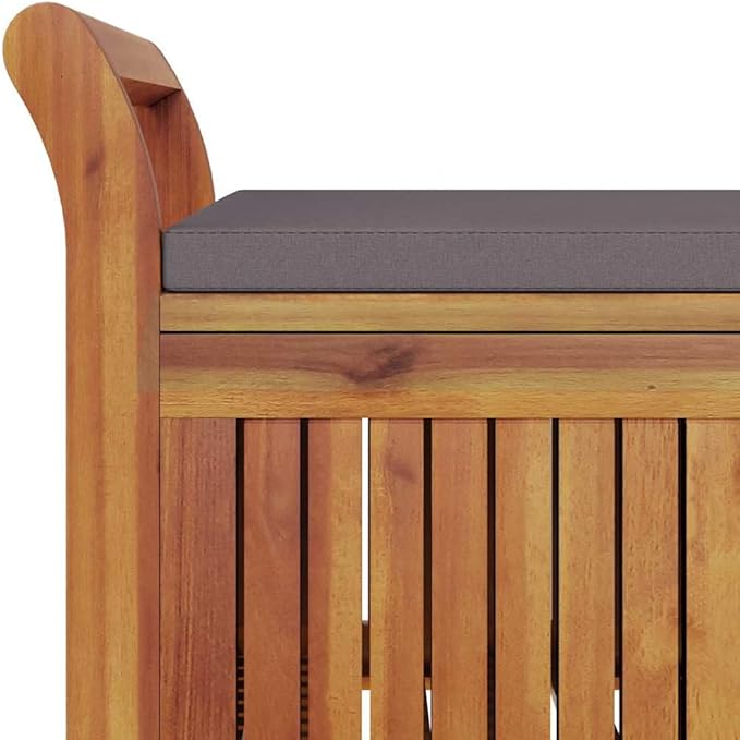 vidaXL Garden Storage Bench Wood with Dark Grey Cushion