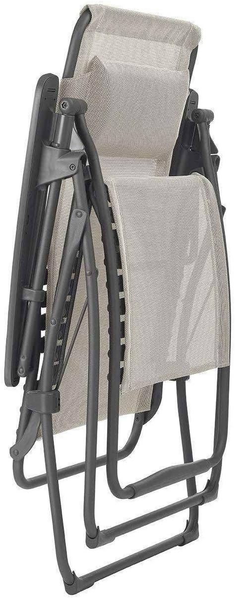 Lafuma Futura XL Zero Gravity Outdoor Steel Framed Lawn Recliner Chair with Armrest, Extra Wide Recliner, and Adjustable Neck Pillow, Seigle
