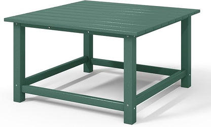 WestinTrends Malibu Low Outdoor HDPE Square Patio Coffee Table, Dark Green