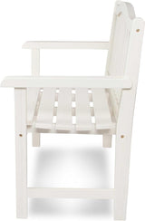 Shine Company Belfort Outdoor Solid Wood Patio Garden Bench, Ergonomic Seat, 22" D x 44.75" W x 36" H, Eggshell White - Photo 5
