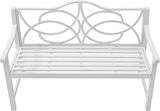 Outdoor Garden Bench White - Heavy Duty Metal Patio Bench with Backrest & Armrest, Rust-Proof Steel Frame - Photo 3