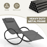 Giantex Outdoor Rocking Lounge Chair, Zero Gravity Rocking Chair with Removable Headrest, Breathable Backrest & Seat - Photo 6