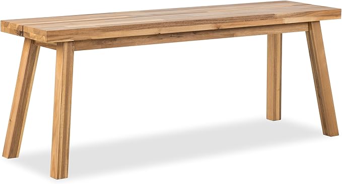 Solid Wood Bench - Minimalist Design, Acacia Wood Construction, Light Natural Color, Versatile for Entryway, Living Room, Bedroom & Outdoors, Easy Assembly & Weather-Resistant