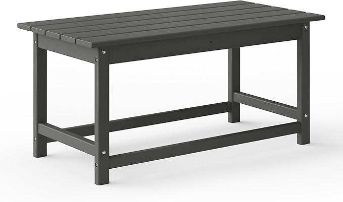 WestinTrends Malibu Outdoor Coffee Table, 35" x 17.5" All Weather Poly Lumber Patio Adirondack Coffee Table for Garden Lawn Porch Balcony, Gray