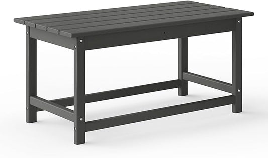 WestinTrends Malibu Outdoor Coffee Table, 35" x 17.5" All Weather Poly Lumber Patio Adirondack Coffee Table for Garden Lawn Porch Balcony, Gray