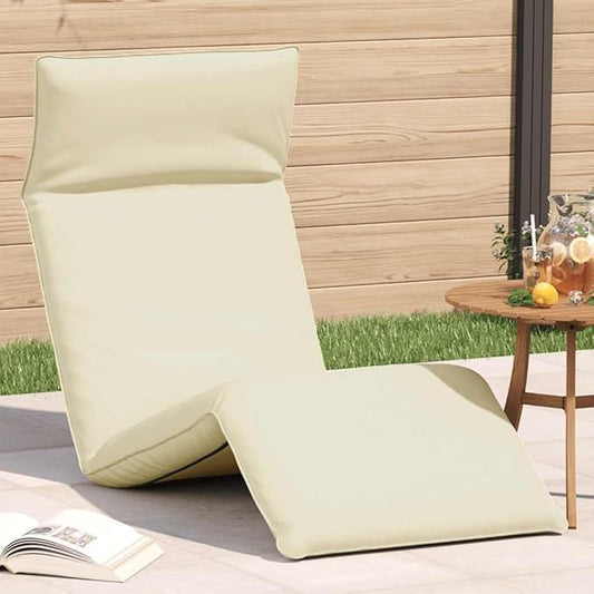 Extra Long Folding Sun Lounger Cream Oxford Fabric Adjustable Outdoor Chaise Lounge 69"x21" Steel Frame Poolside Recliner for Patio, Garden, Balcony