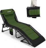 Oversized Padded Outdoor Folding Lounge Chair for Adults 330Ibs Patio Chaise Lounge Chair for Outside Adjustable - Photo 1