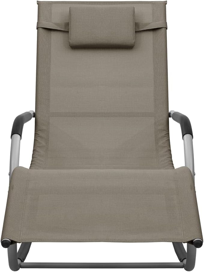 2-Pack Taupe Grey Outdoor Chaise Lounge Set 24.4 x 58.7 x 34.6 in Textilene Pool Loungers w/Detachable Side Pocket, Steel Frame 330 lbs for Garden Patio Balcony