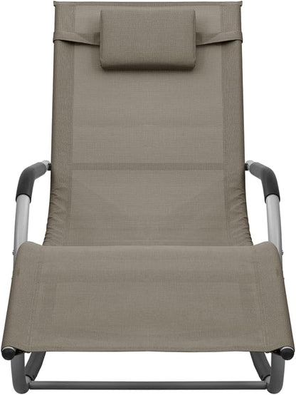 2-Pack Taupe Grey Outdoor Chaise Lounge Set 24.4 x 58.7 x 34.6 in Textilene Pool Loungers w/Detachable Side Pocket, Steel Frame 330 lbs for Garden Patio Balcony