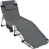COSTWAY Tanning Chair with Face Hole, Folding Sun Bathing Lounge Chair with Armrest, Side Pocket & Protective Flap - Photo 1