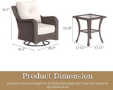 3 Piece Patio Furniture Set, All-Weather Wicker Outdoor Conversation Set with Swivel Rocking Chair and 6 Inch Thick - Photo 2