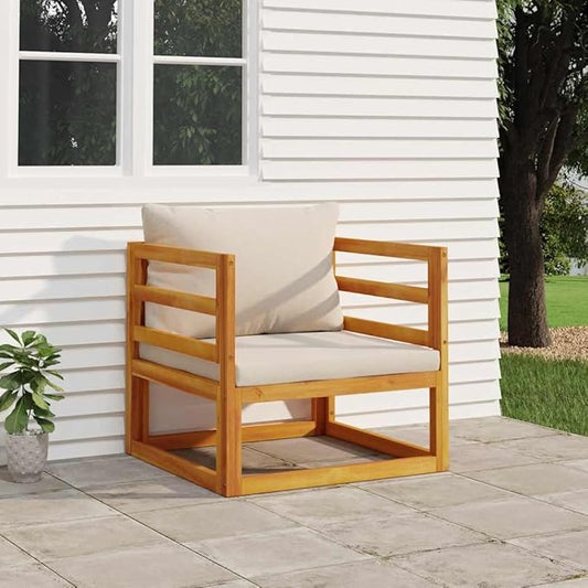 Garden Chair Light Grey Solid Acacia Wood, Compact Modern Outdoor Seating for Balcony, Patio, Backyard, Deck
