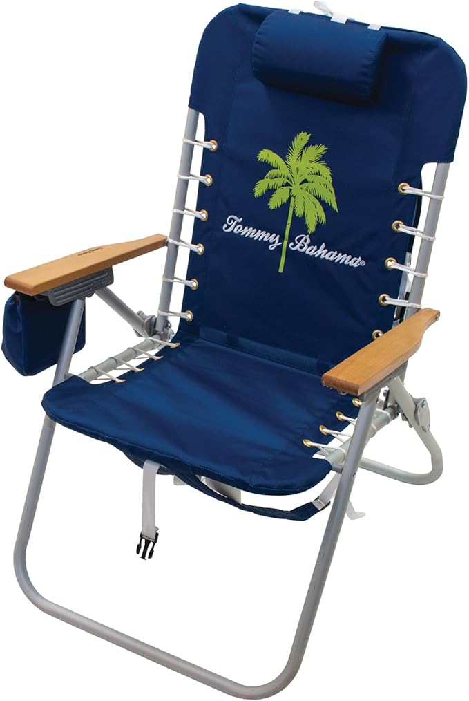 Tommy Bahama Hi-Boy 17" Seat Height 4-Position Lace-Up Suspension Folding Beach Backpack Chair
