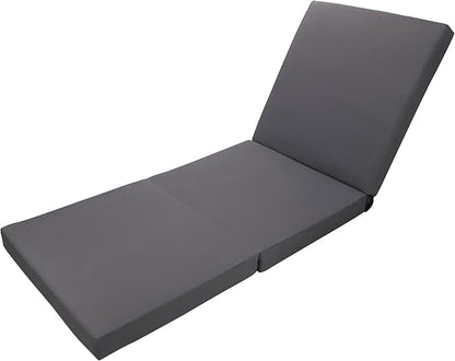 Merax Outdoor Chaise Lounge Cushion with Foldable 3-Section Design, Dark Gray Patio Reclining Chair Cushions for Lawn, Pool and Beach, 27” W x 76.75” D x 4.00” H