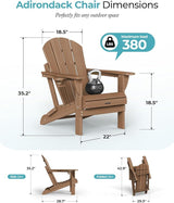 Ciokea Folding Adirondack Chair 6 Pack, Patio Adirondack Chair Weather Resistant, Plastic Fire Pit Chair with Cup Holder - Photo 2