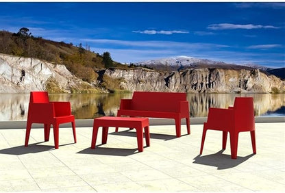 Compamia Box Resin Patio Coffee Table in Red, Commercial Grade