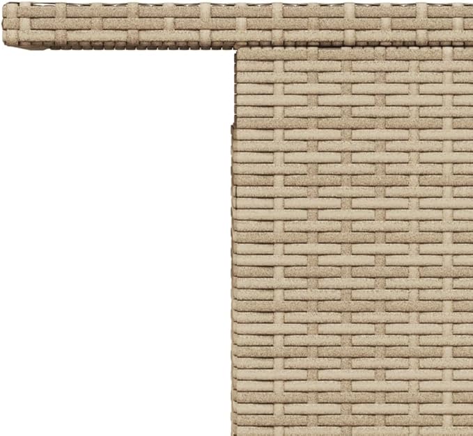Adjustable Height Garden Table with Acacia Wood Top, Beige PE Rattan - Photo 9