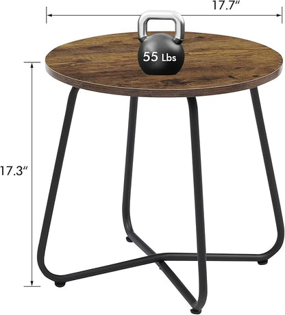 VECELO Patio Outdoor Side Snack Table,Small Round Anti-Rust Metal Style for Garden Balcony,Yard,Living Room