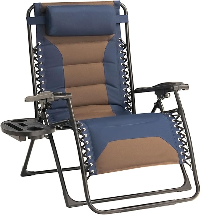 Zero Gravity Chair Oversized Padded Recliner with Adjustable Headrest & Cup Holder - 600D Oxford Folding Lounge Chair - Photo 1