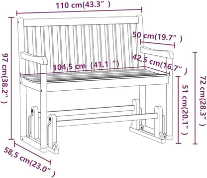 (Fast Delivery) Patio Garden Bench Outdoor Benches - Perfect for The Front Porch,Patio,Deck,Balcony or Backyard Patio Swing Bench 43.3" Solid Acacia Wood