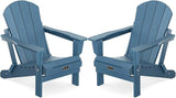 SERWALL Foldable Adirondack Chair Set of 2 for Patio Garden Outdoors Fire Pit-Blue - Photo 1