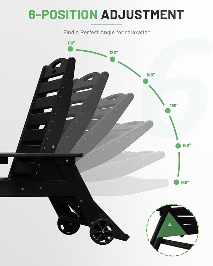 Lounge Chair Outdoor, Chaise Lounge Outdoor, HDPE 6-Position Lounge Chair for Outside - Photo 6