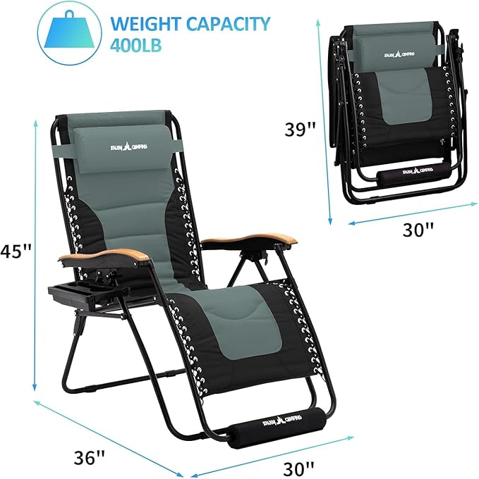Amopatio Zero Gravity Chair with Cup Holder Patio Outdoor Folding Lounge Chairs with Footrest & Headrest for Indoor and - Photo 2