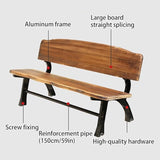 Outdoor Garden Bench, Metal Bench, Patio Wood Bench Park with Backrest, Bench Chair - Photo 3