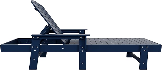 WestinTrends Dylan 3 Piece Adirondack Reclining Chaise Lounge with Arms Navy Blue