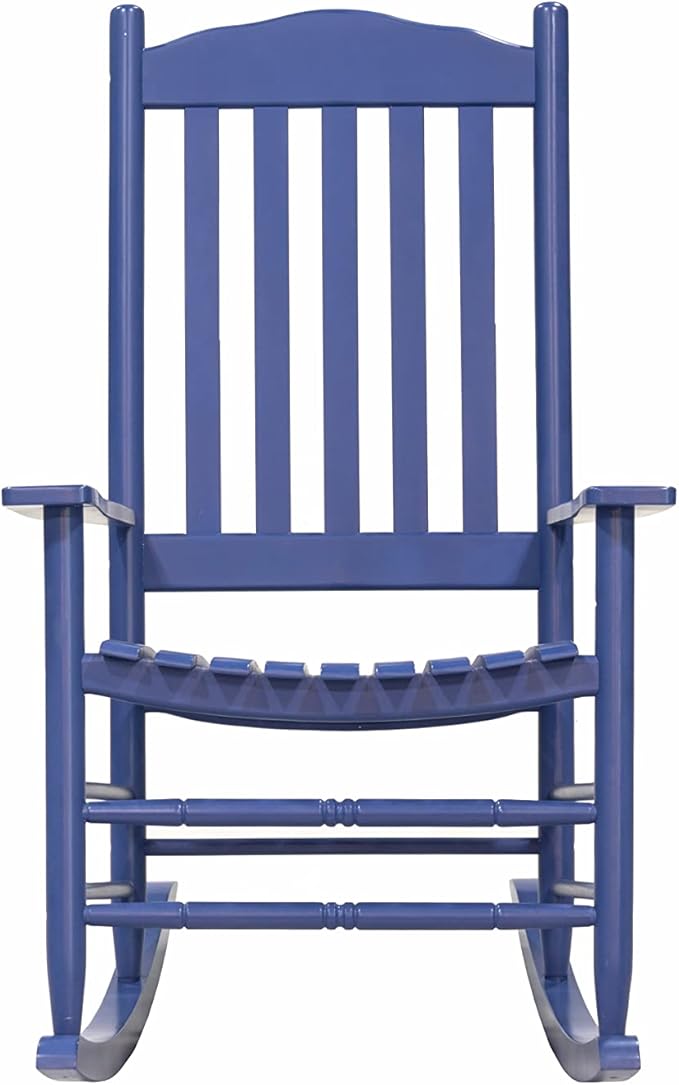 D&F Design Outdoor Rocking Rocker, Wood Rocking Chair with High Back and Curved Seat, UV Treated (Blue),Outdoor and Indoor use