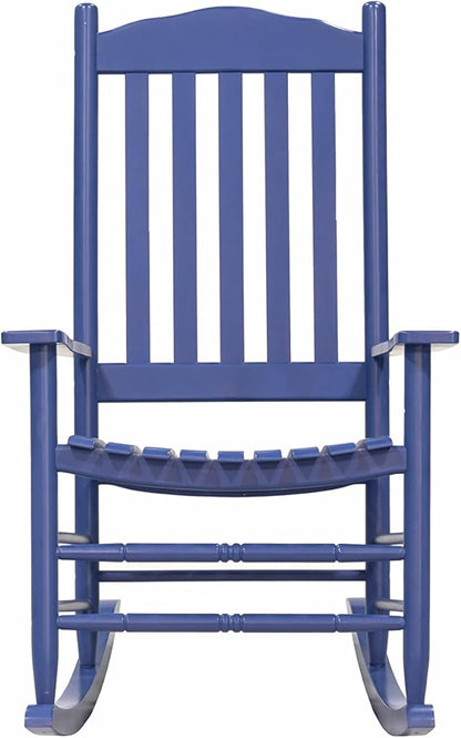 D&F Design Outdoor Rocking Rocker, Wood Rocking Chair with High Back and Curved Seat, UV Treated (Blue),Outdoor and Indoor use