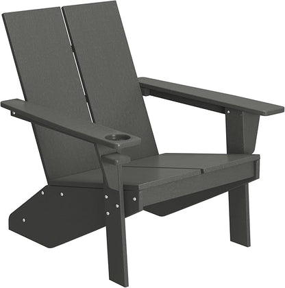 WestinTrends Riviera Outdoor HDPE Modern Adirondack Chair with Cup Holder, Gray