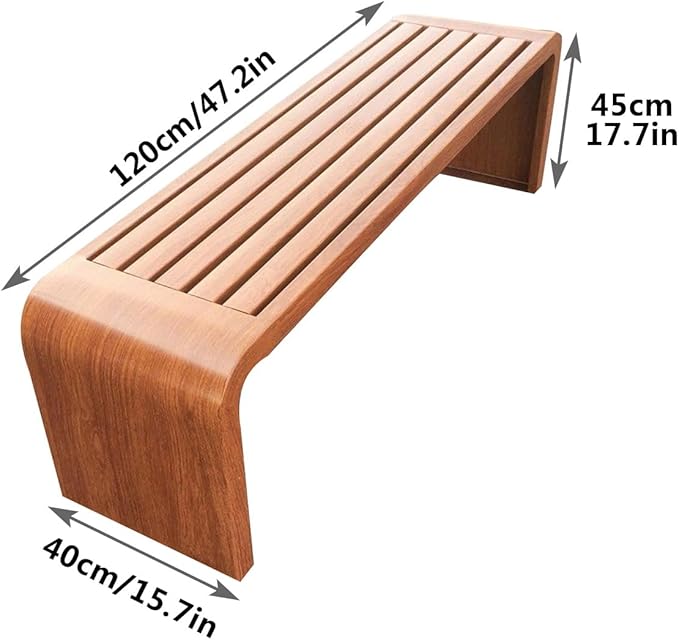 Patio Garden Bench, All-Weather Outdoor Bench, 2-3 Person Seat Backless Front Porch Bench, Outdoor Metal Garden Bench(Brown,120cm/47.2in)
