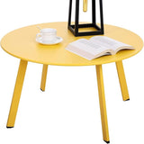 Outdoor Side Table, Outdoor/Indoor Metal Steel Patio Coffee Table, Round Weather Resistant Anti-Rust (Yellow) - Photo 1