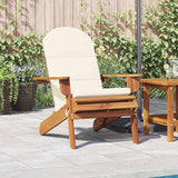 Solid Acacia Wood Adirondack Garden Chair with Cream White Finish and Natural Wood Tone, Comfortable Cushion - Photo 1